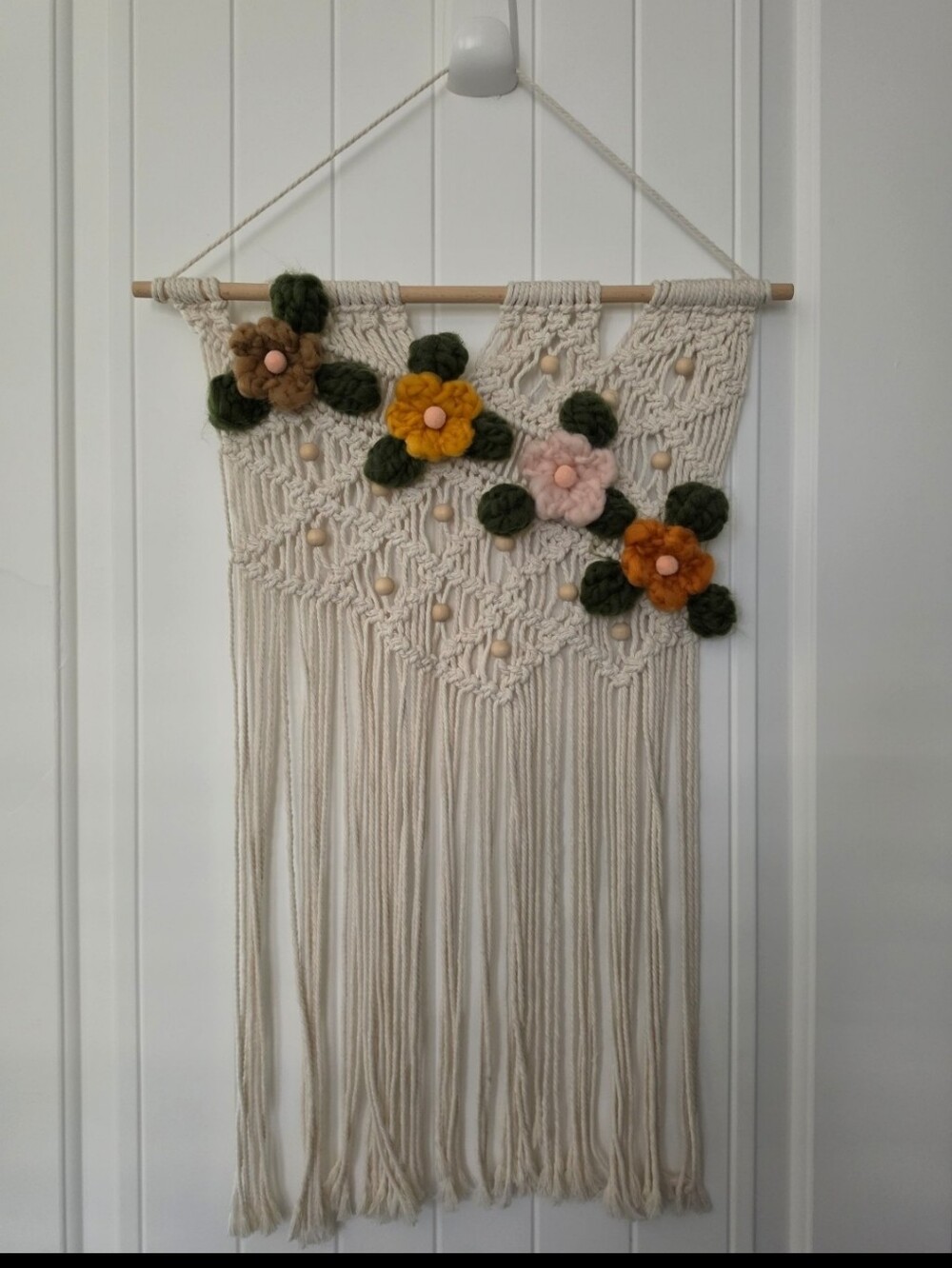 34.5x19 in Fringe Floral Macrame Crochet Wall Art Decor Tapestry Anthropologie